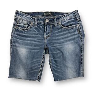 Silver Aiko Low Cutoff Stretch Shorts Size 29